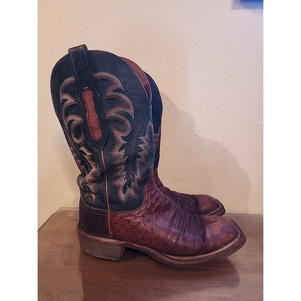 Lucchese Brown and Black Cowboy Boots - Picture 5 of 10